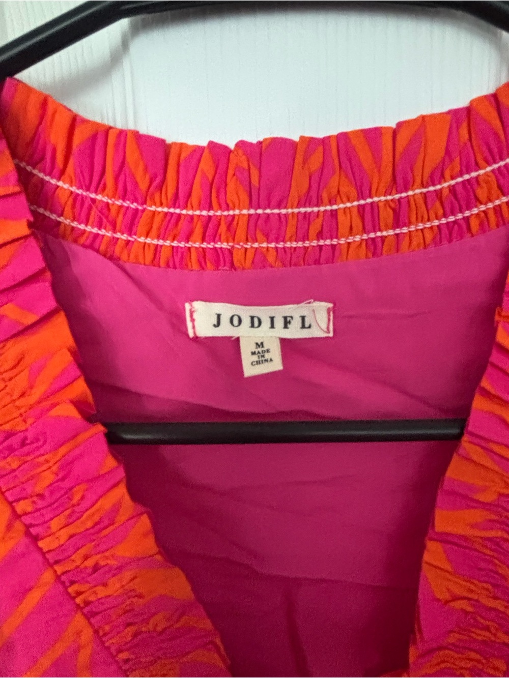 JODIFL Hot Pink and Orange Leaf-Pattern Tunic - Picture 2 of 2